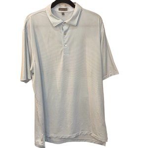 Men's Peter Millar Summer Comfort Blue/White Stripe Golf Polo Shirt‎ Size XL